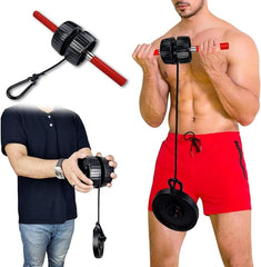 Leo Sports Wrist Roller & Forearm Strengthener -2 in 1 Non-Slip Arm Exerciser with Durable Rope Ideal for Strengthening your arms, wrists, Helps with Elbow Tendonitis and Strength Training (Black-Red)