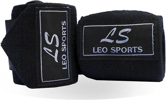 Leo Sports Unisex Weightlifting Cotton Wrist Wraps With Thumb Loop - Gym Powerlifting, Bodybuilding Wrist Support Braces