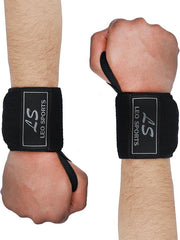 Leo Sports Unisex Weightlifting Cotton Wrist Wraps With Thumb Loop - Gym Powerlifting, Bodybuilding Wrist Support Braces