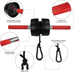Leo Sports Wrist Roller & Forearm Strengthener -2 in 1 Non-Slip Arm Exerciser with Durable Rope Ideal for Strengthening your arms, wrists, Helps with Elbow Tendonitis and Strength Training (Black-Red)
