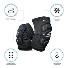 Leo Sports Protective Knee Pads for Men & Women Thick Anti-collision Sponge Lightweight Anti-Slip for Volleyball, Football, Yoga, Tennis, Cycling Workout Climbing Wrestling Knee Support (Black)