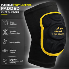 Leo Sports Knee Pads for Men & Women Thick Sponge Anti-Slip for all sports